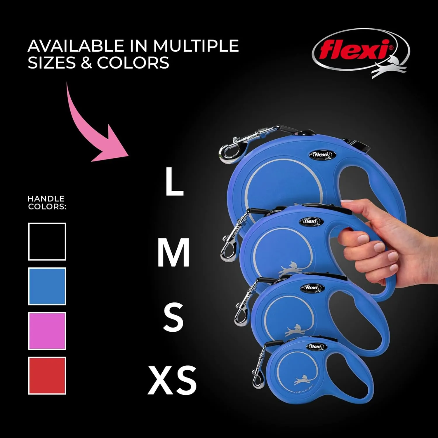 FLEXI New Classic Tape Retractable Dog Leash for Small Dogs Upto 33 lbs.  16 ft., Blue | Tangle Free Pet Walking Leash with One-Handed Brake, Pause, Lock|German Quality Product