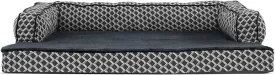 Furhaven Cooling Gel Dog Bed for Large/Medium Dogs w/ Removable Bolsters & Washable Cover, For Dogs Up to 55 lbs - Plush & Woven Decor Comfy Couch Sofa - Diamond Gray, Large
