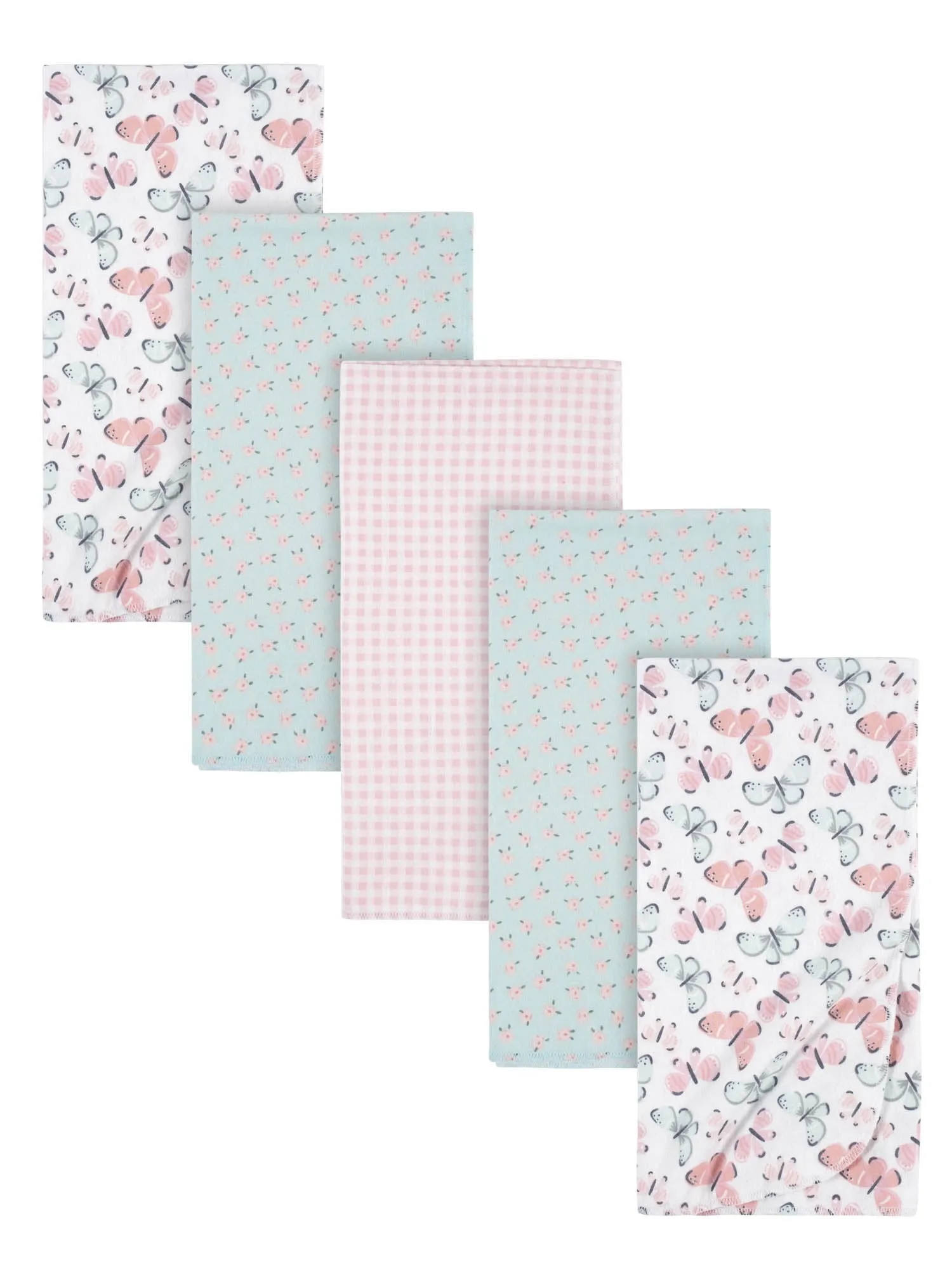 Gerber Baby Girls 100% Cotton Flannel Receiving Blankets, 5-Pack