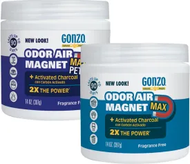 Gonzo Natural Magic Odor Air-Magnet with Activated Charcoal - 14 Ounce (2 Pack) - Odor Eliminator for Car Closet Bathroom and Pet Area Captures and Absorbs Smoke Odors