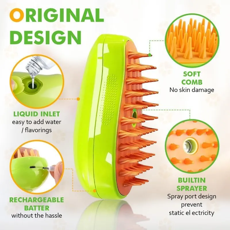 Gorilla pets Cat Steam Brush, Dog Steam Brush, Steam Brush for Cats and Dogs, 3 In 1 Steamy Pet Brush, Steaming Pet Hair Brush, Cat and Dog Comb with Steam, Pet Grooming Brush for Cats (Random Color)