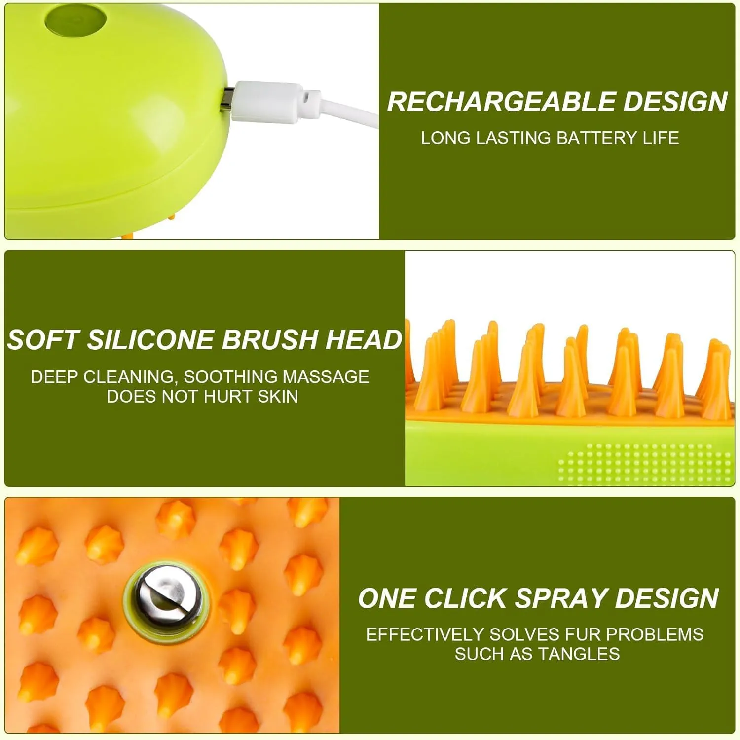 Gorilla pets Cat Steam Brush, Dog Steam Brush, Steam Brush for Cats and Dogs, 3 In 1 Steamy Pet Brush, Steaming Pet Hair Brush, Cat and Dog Comb with Steam, Pet Grooming Brush for Cats (Random Color)