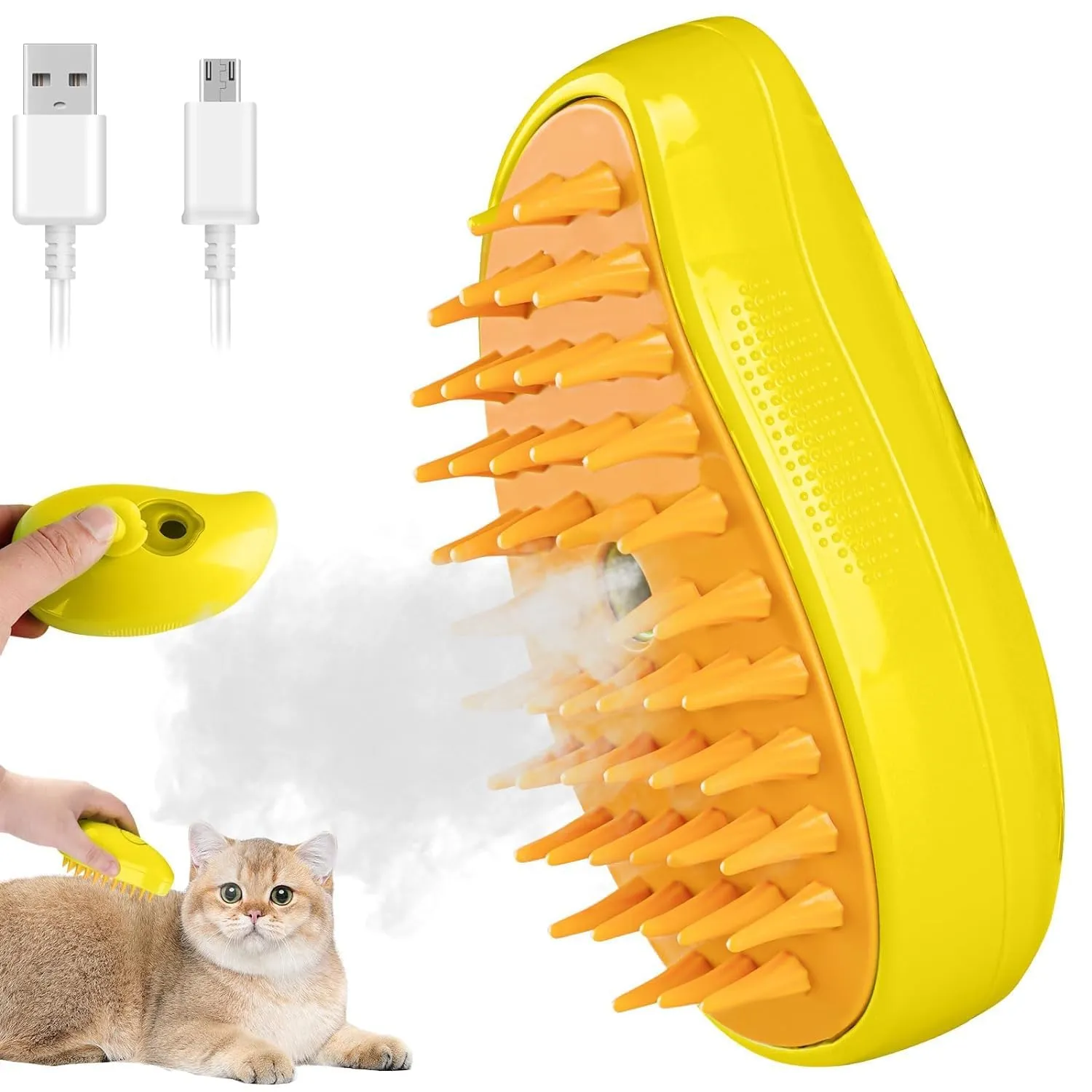 Gorilla pets Cat Steam Brush, Dog Steam Brush, Steam Brush for Cats and Dogs, 3 In 1 Steamy Pet Brush, Steaming Pet Hair Brush, Cat and Dog Comb with Steam, Pet Grooming Brush for Cats (Random Color)