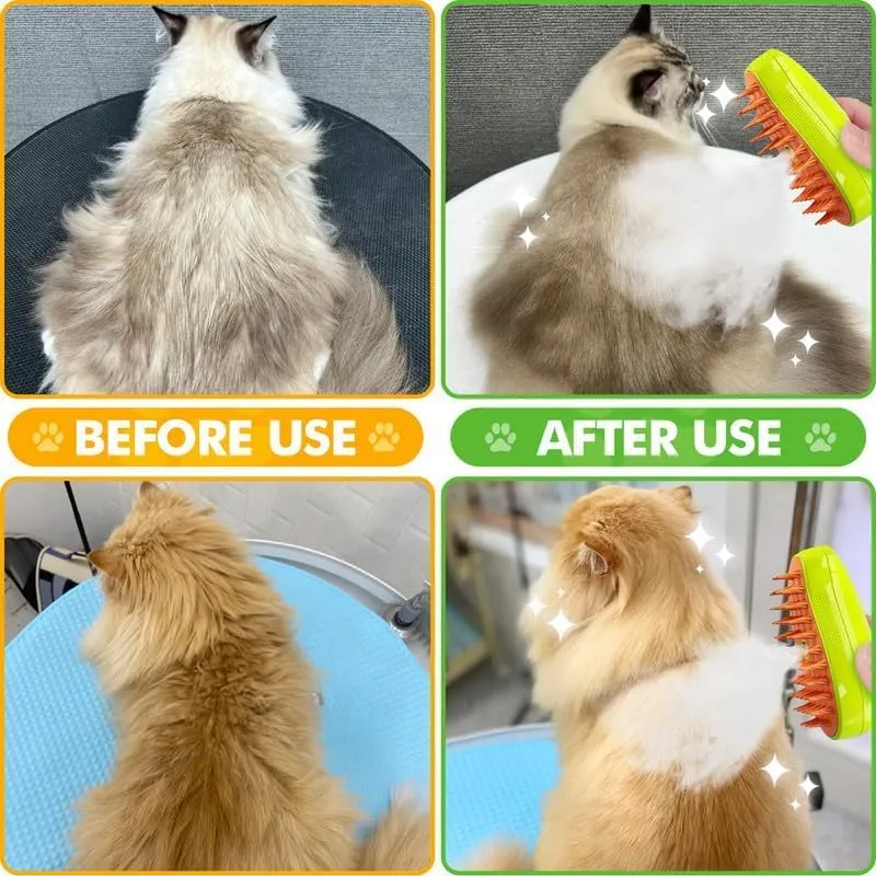 Gorilla pets Cat Steam Brush, Dog Steam Brush, Steam Brush for Cats and Dogs, 3 In 1 Steamy Pet Brush, Steaming Pet Hair Brush, Cat and Dog Comb with Steam, Pet Grooming Brush for Cats (Random Color)