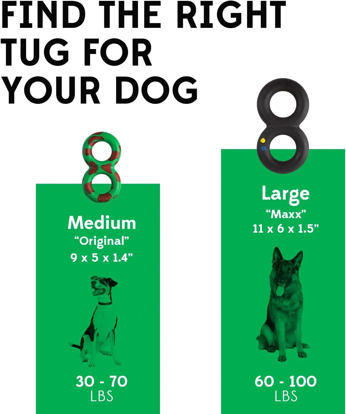 Goughnuts  Dog Toys for Aggressive Chewers | Virtually Indestructible Pull Toy for Breeds Such as Pit Bulls and German Shepherds | Heavy Duty Tug Dog Toy | Medium | Green