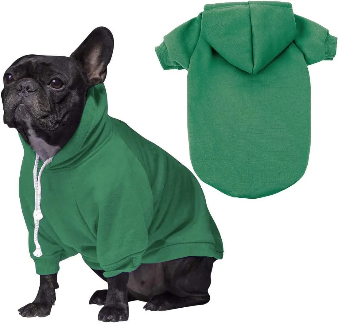 Green Dog Hoodie, Dog Clothes for Large Dogs, Fleece Dog Sweater