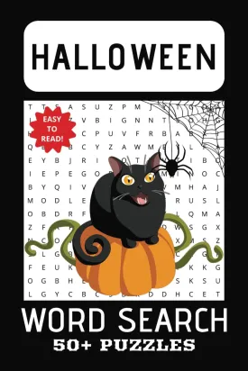 HALLOWEEN WORD SEARCH PUZZLE BOOK: Word Search w/Easy to Read Print About: Ghost, Goblin, Trick or Treat, Mummy, Werewolf, Zombie, Cauldron, ... for Brain | Gift for Vacation Free Time Paperback  April 16, 2025