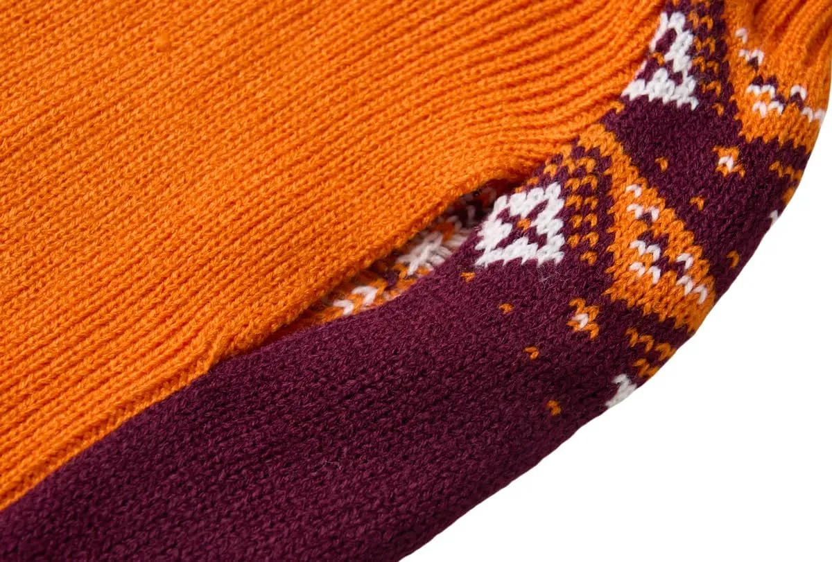 Hello Fall Leaves Thanksgiving Dog Sweater, Harvest Time Small Dog Fall Sweaters for Dogs Girls Boys, Orange, Medium M Size 14" Back