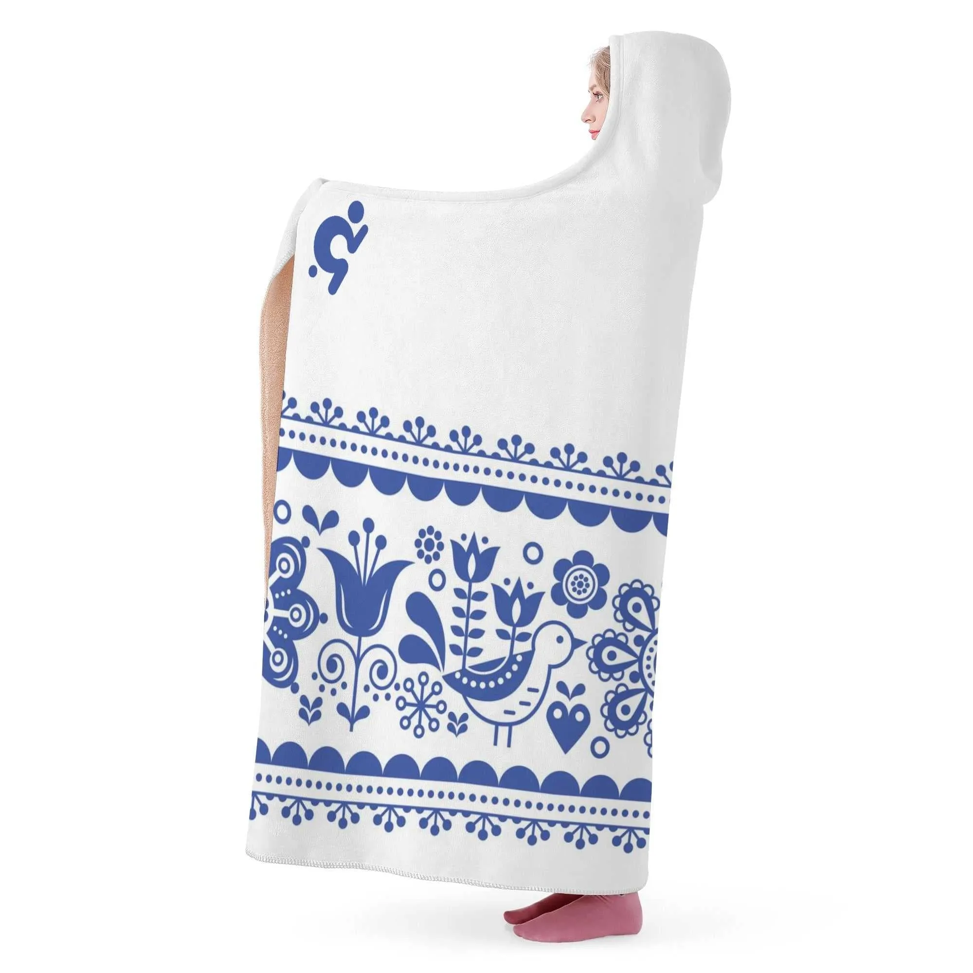 Hooded Blanket - Blue Pattern