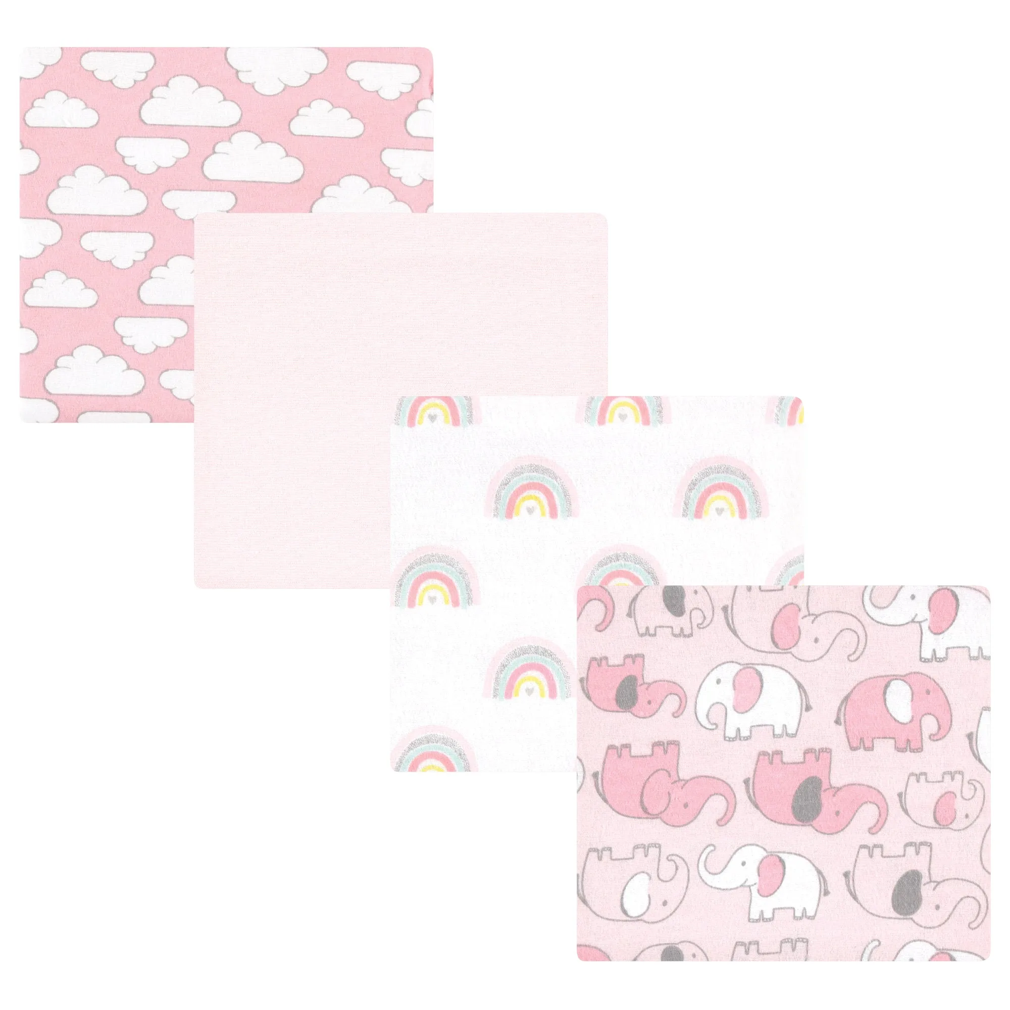 Hudson Baby Cotton Flannel Receiving Blankets, Girl New Elephant