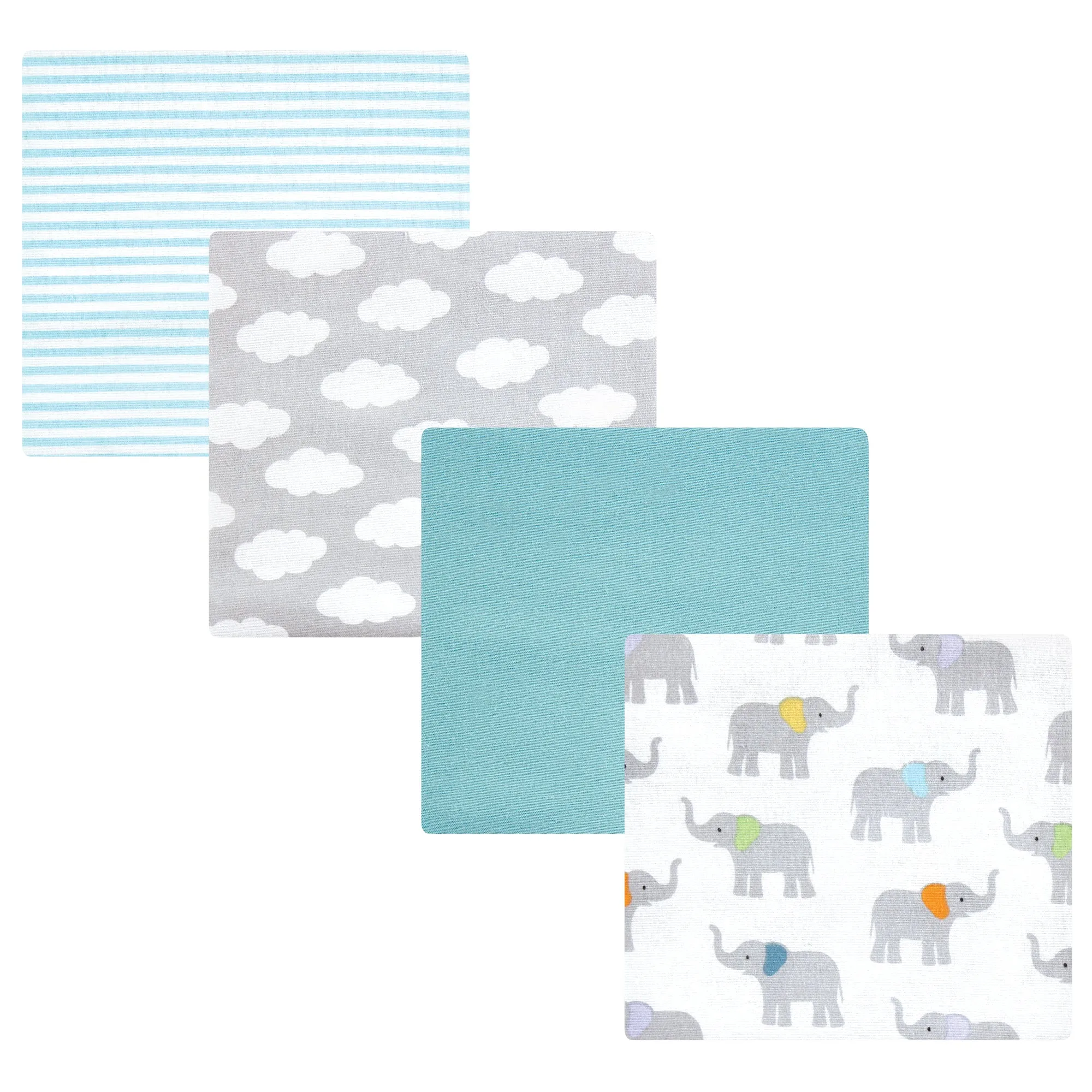 Hudson Baby Cotton Flannel Receiving Blankets, Teal Elephant
