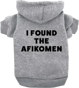 I Found The Afikomen Passover, Jewish Holiday, Funny Dog Hoodie Fleece Lined Pullover Sweatshirt with Leash Hole (Grey, X-Large 1231)
