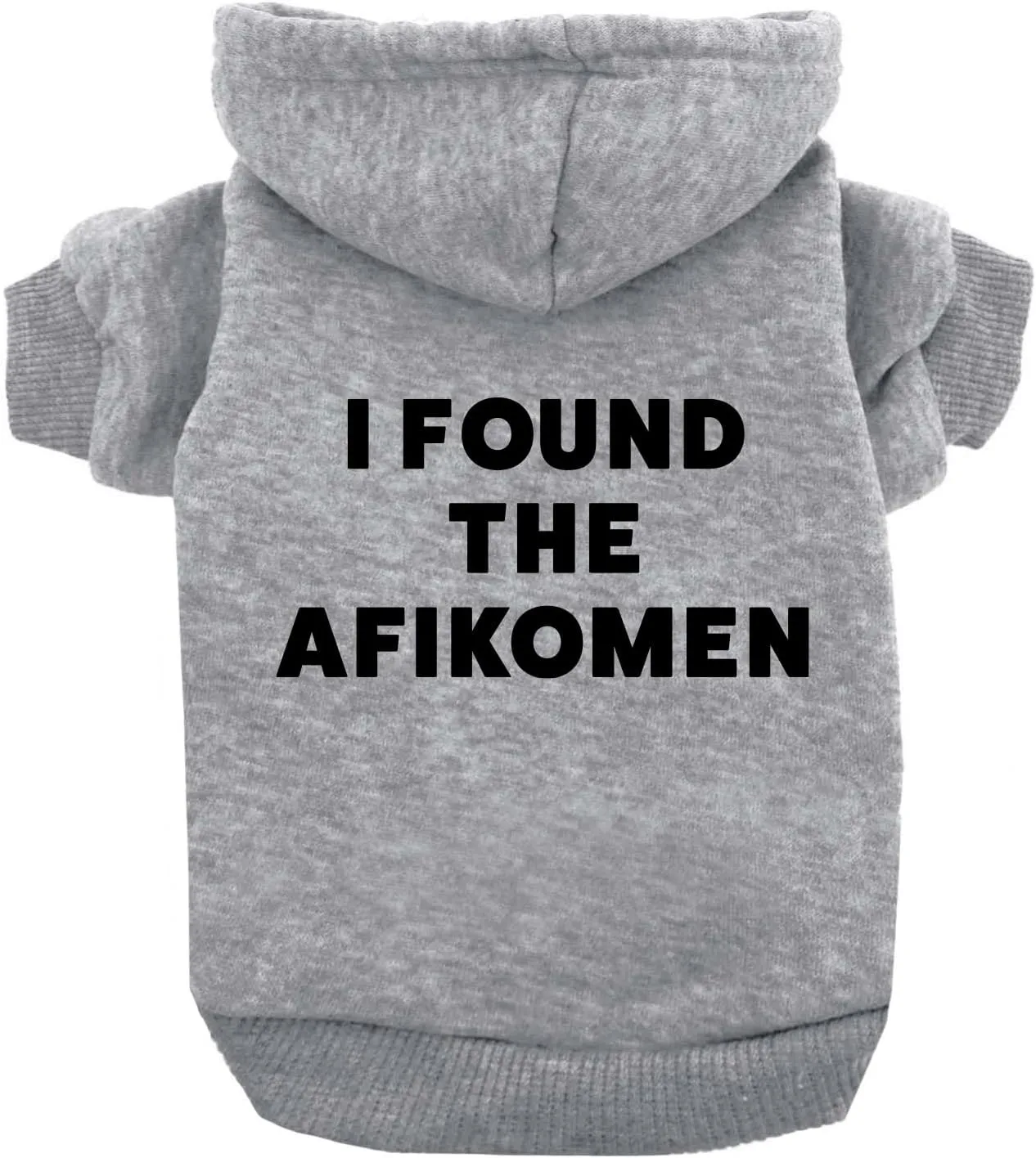 I Found The Afikomen Passover, Jewish Holiday, Funny Dog Hoodie Fleece Lined Pullover Sweatshirt with Leash Hole (Grey, X-Large 1231)