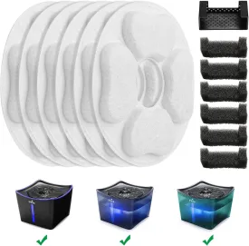 iPettie Only for Kamino Fountain Replacement Filters, Not for Colorful LED Flower Fountain, 6 Filters, 6 Sponges & 1 Sponge Bracket