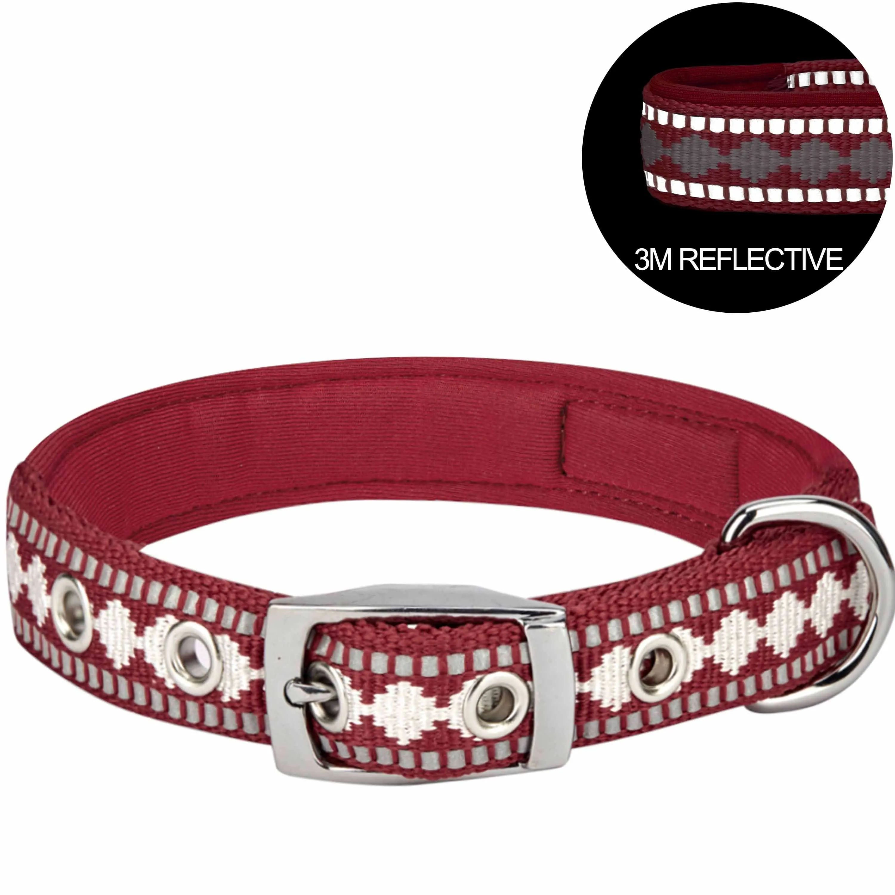 Jacquard Dog Collar with 3M Reflective Neoprene Padding