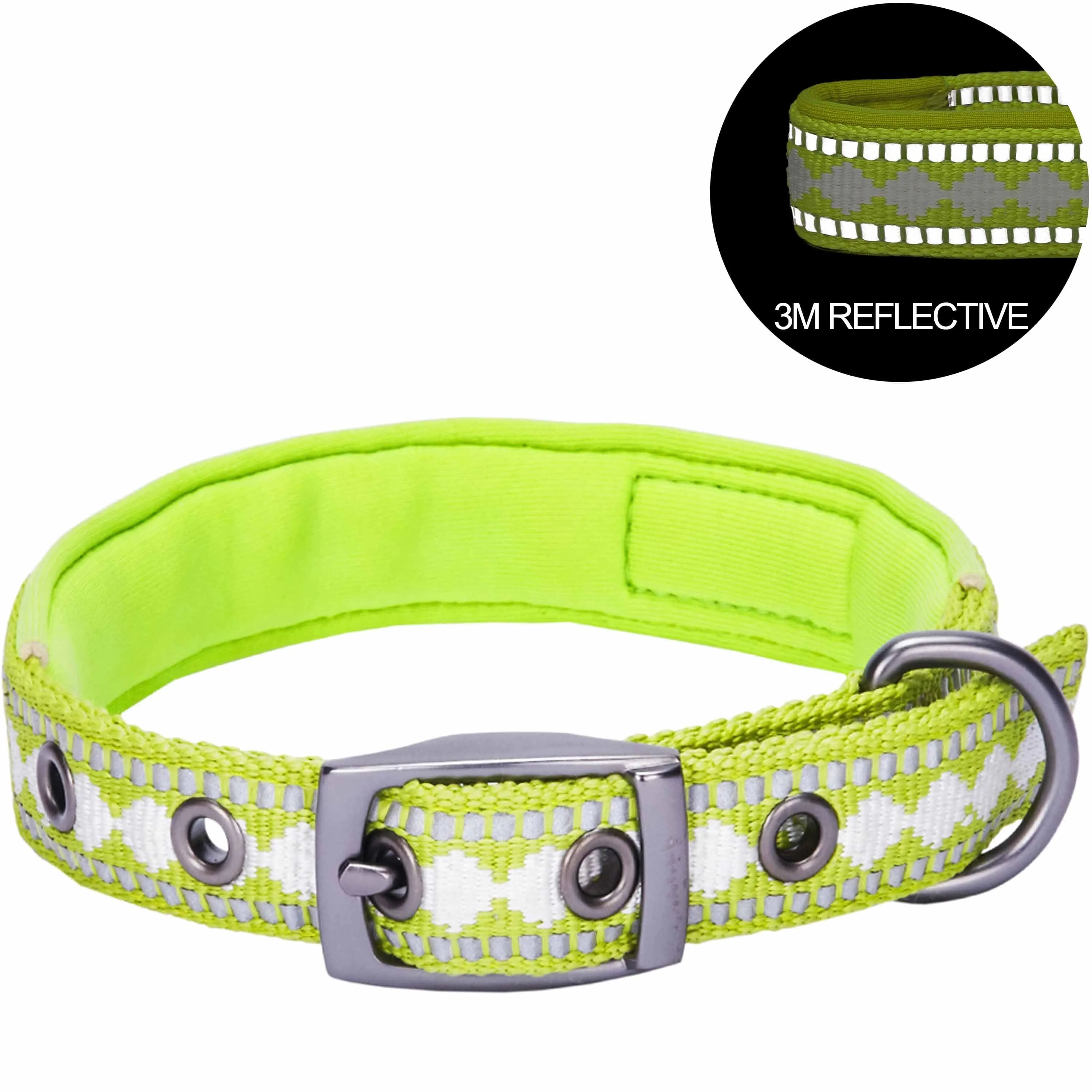 Jacquard Dog Collar with 3M Reflective Neoprene Padding