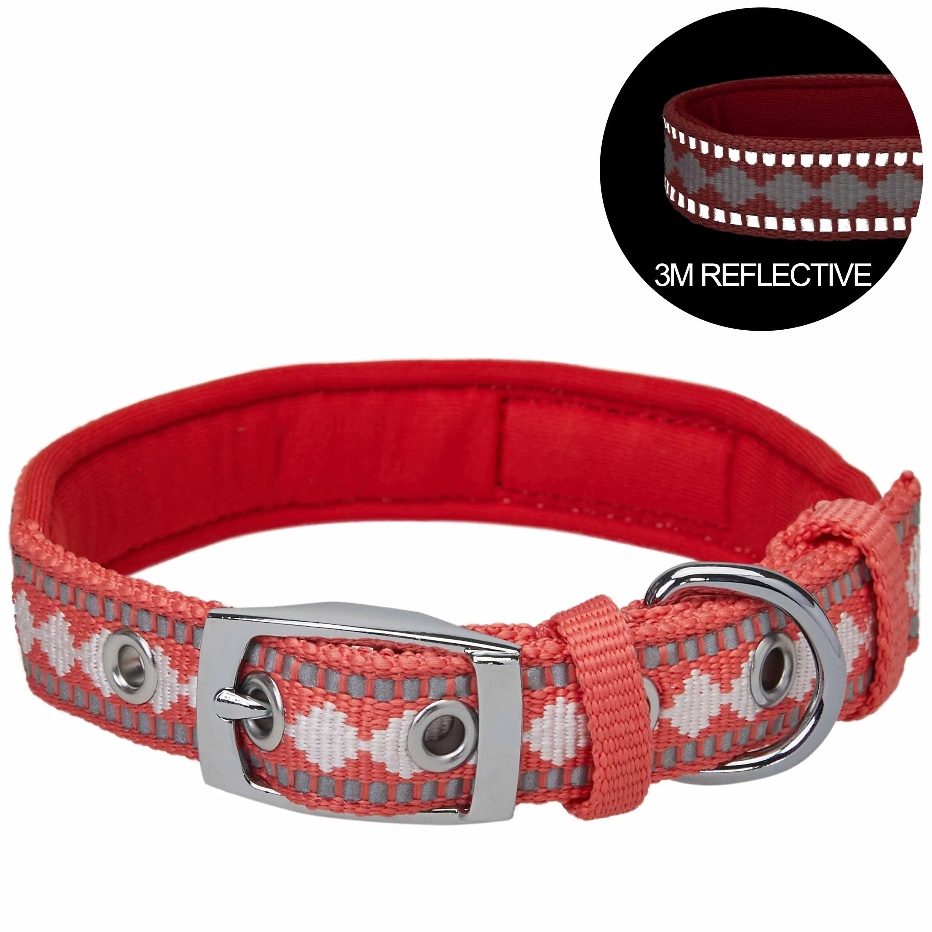 Jacquard Dog Collar with 3M Reflective Neoprene Padding