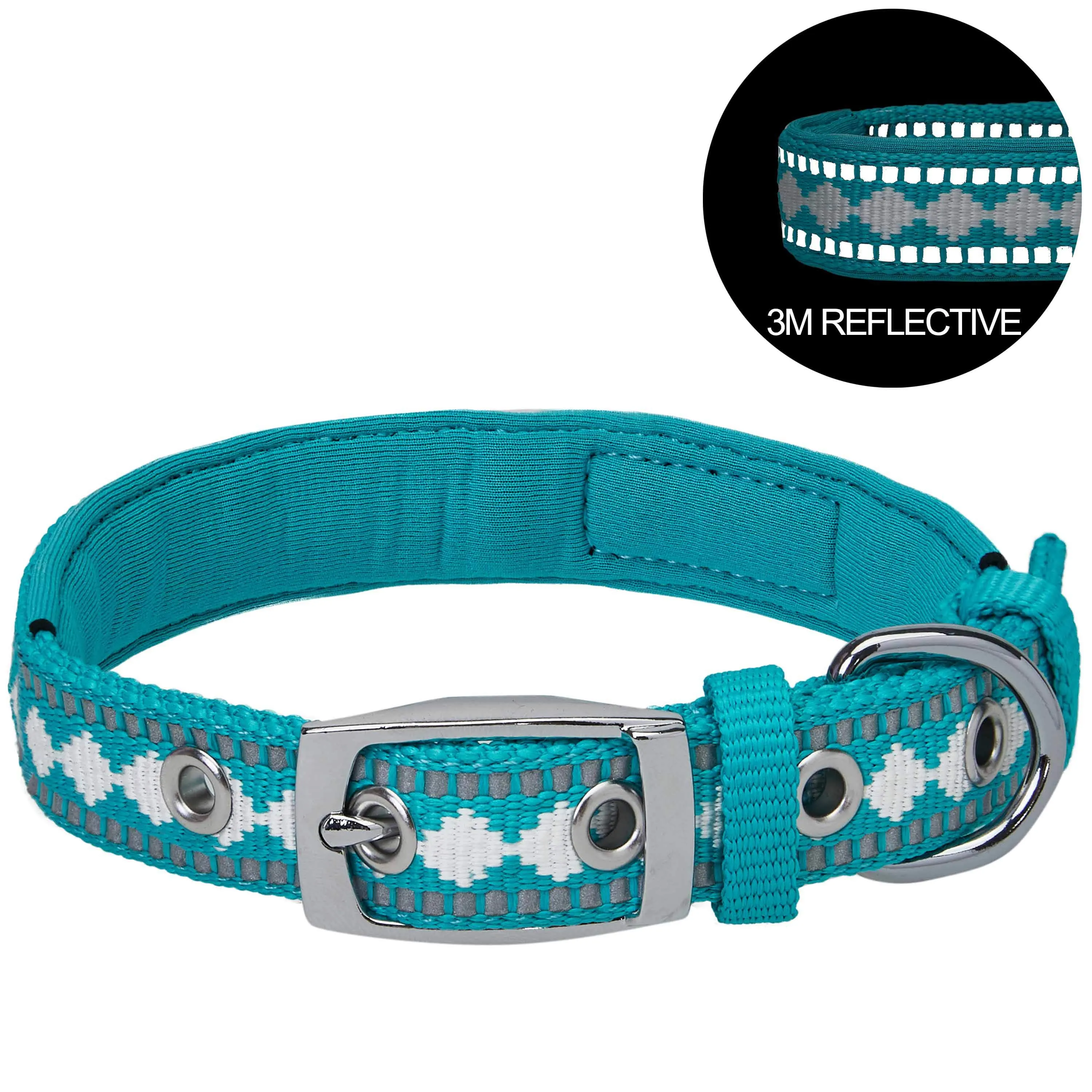 Jacquard Dog Collar with 3M Reflective Neoprene Padding