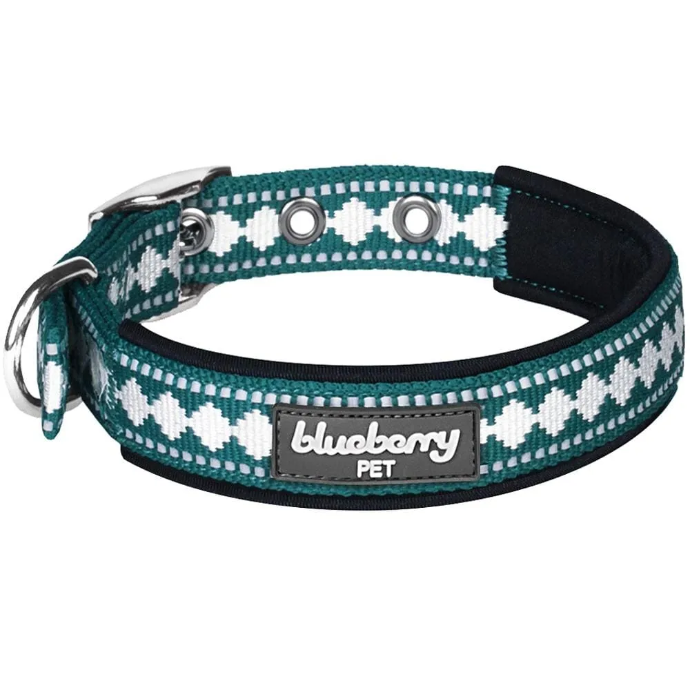Jacquard Dog Collar with 3M Reflective Neoprene Padding