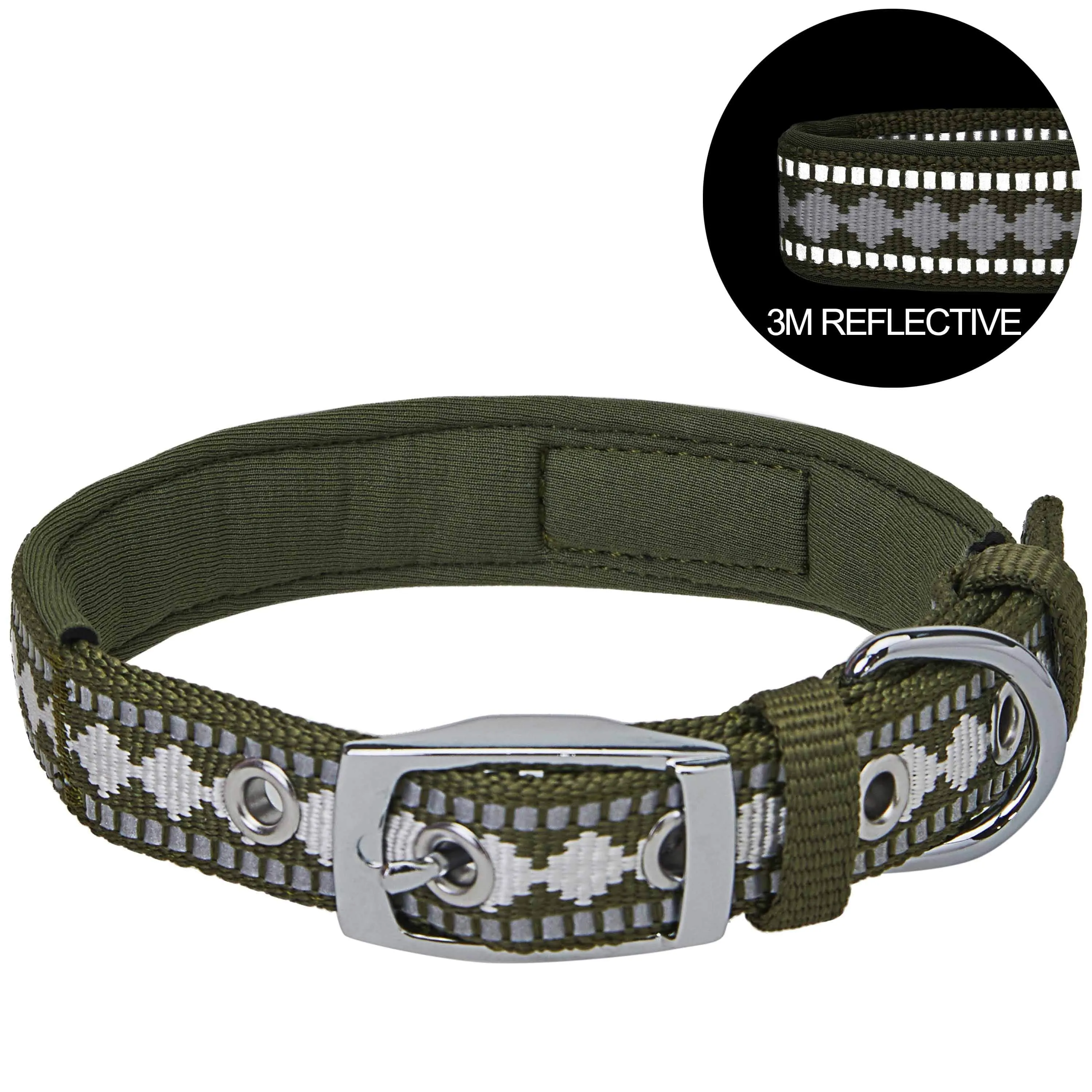 Jacquard Dog Collar with 3M Reflective Neoprene Padding