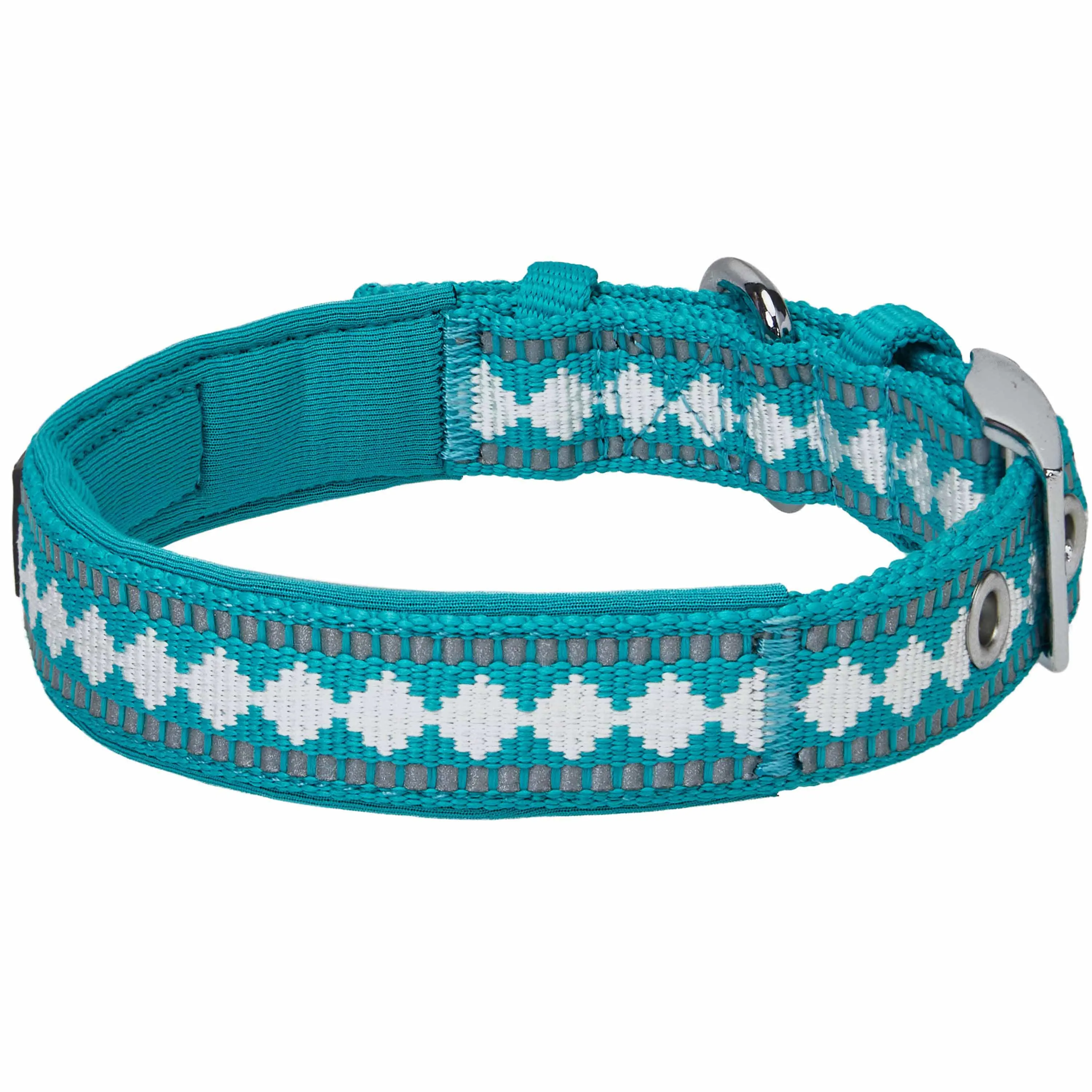 Jacquard Dog Collar with 3M Reflective Neoprene Padding