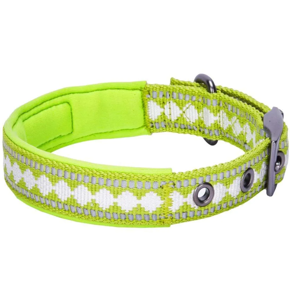 Jacquard Dog Collar with 3M Reflective Neoprene Padding