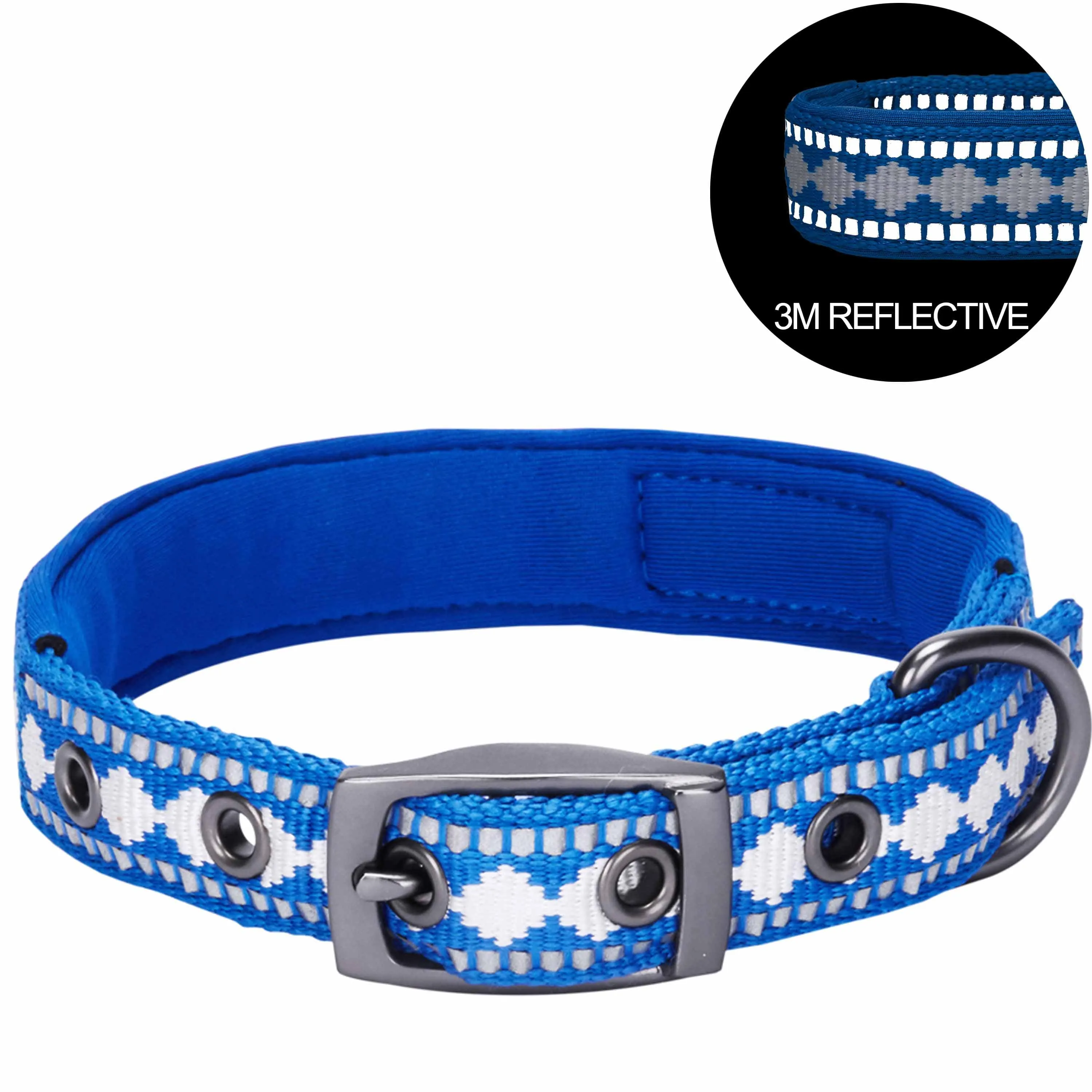 Jacquard Dog Collar with 3M Reflective Neoprene Padding