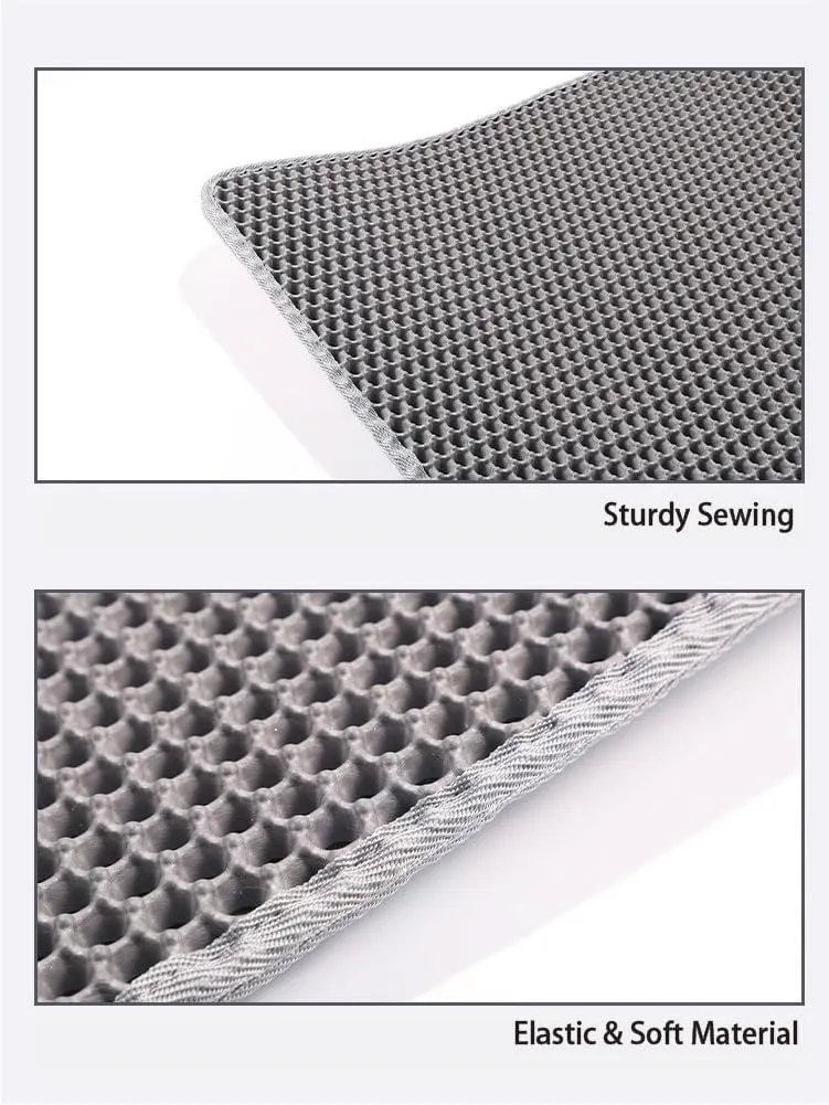 Large cat Litter mat, Jumbo Size (47" x 32") Gray, Double Layer, Waterproof, Odor-Free, Easy to Clean