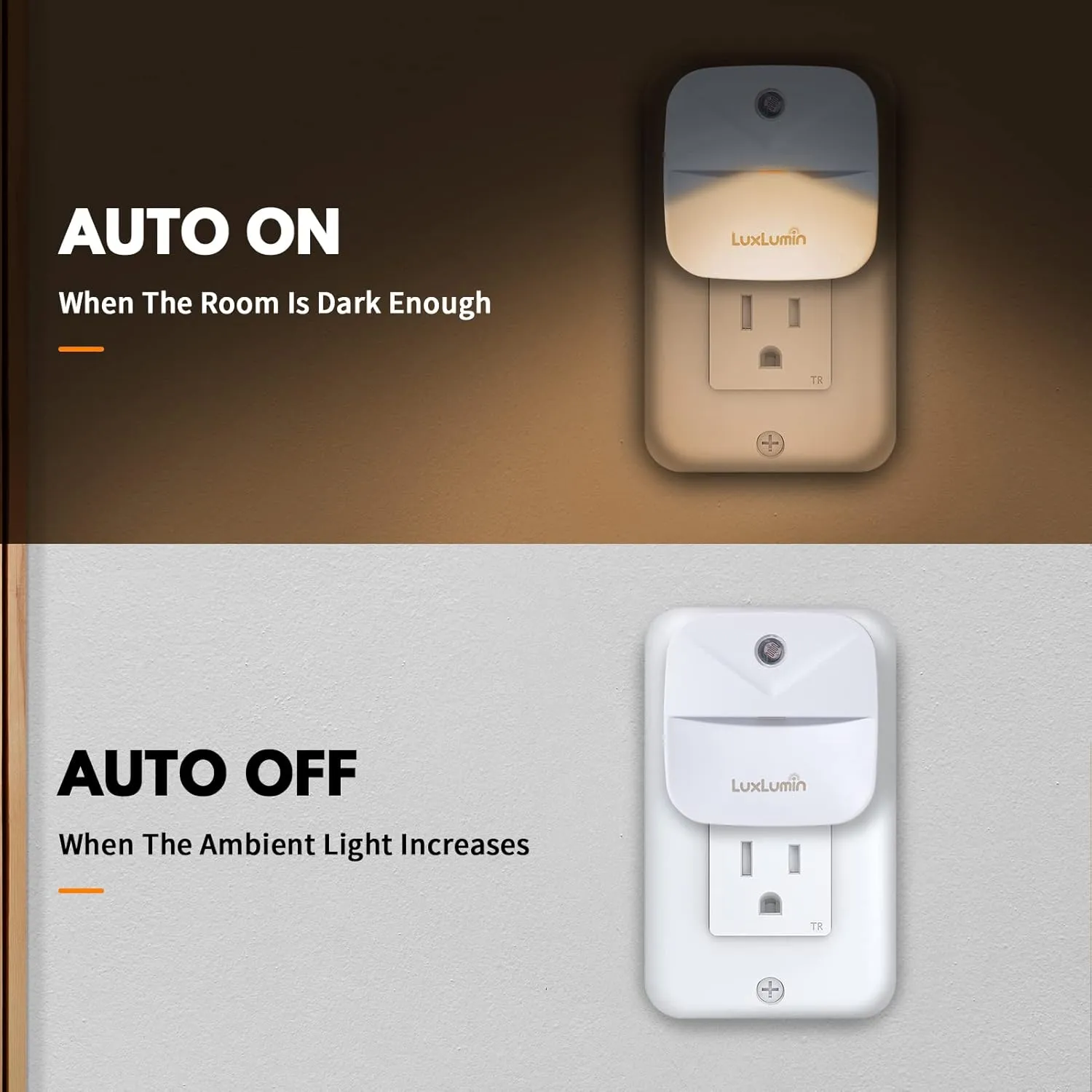 LED Night Lights Plug into Wall with Dusk-to-Dawn Sensor, Automatically Turn on and Off,Night Light for Kids,Bedroom,Bathroom,Stairs,Warm White, 6 Packs