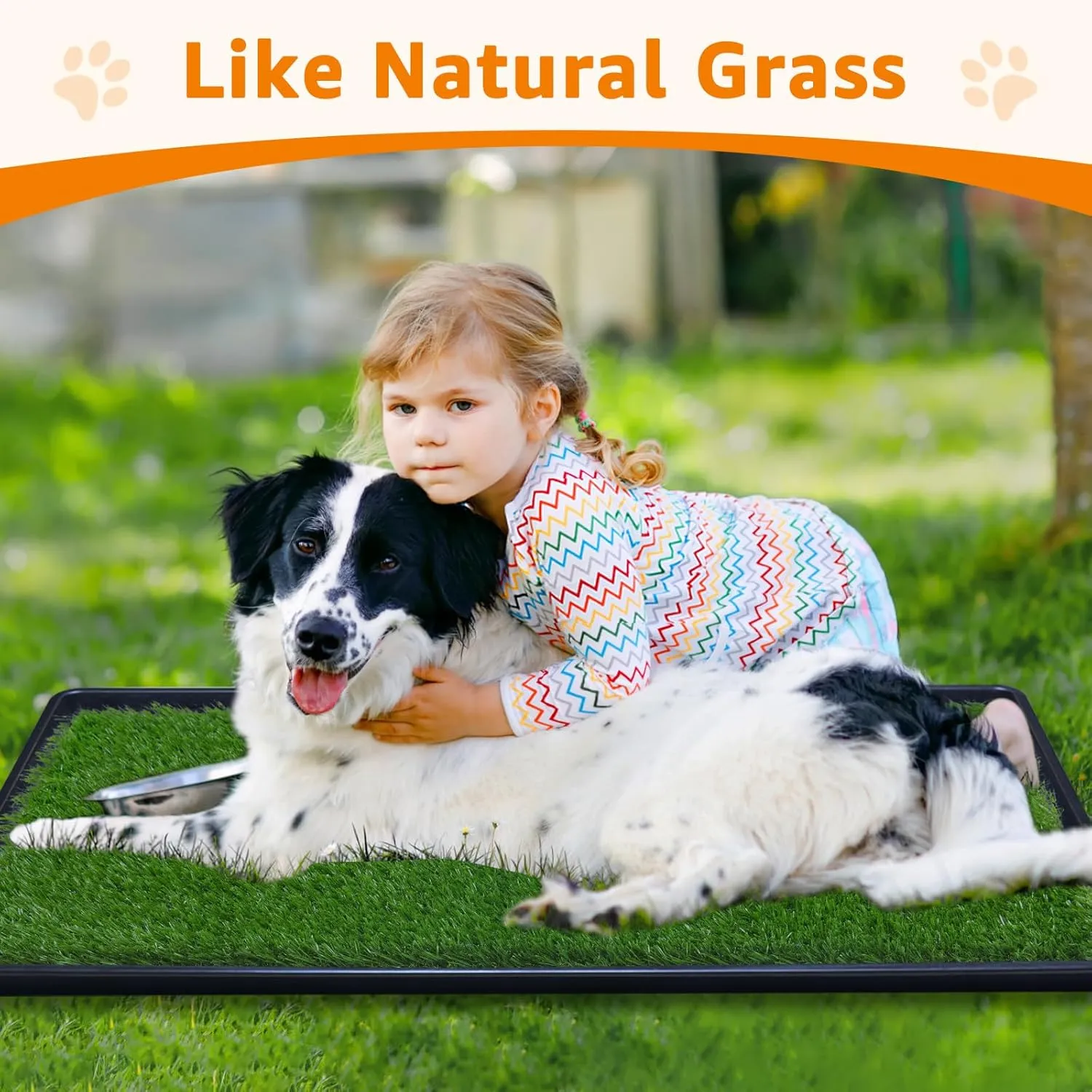 LOOBANI Large Dog Grass Pad with Tray - 35x23in Dog Litter Box with 2-Pack Replacement Artificial Grass Puppy Training Pads - Potty Tray for Balcony Apartment Indoor Outdoor Use