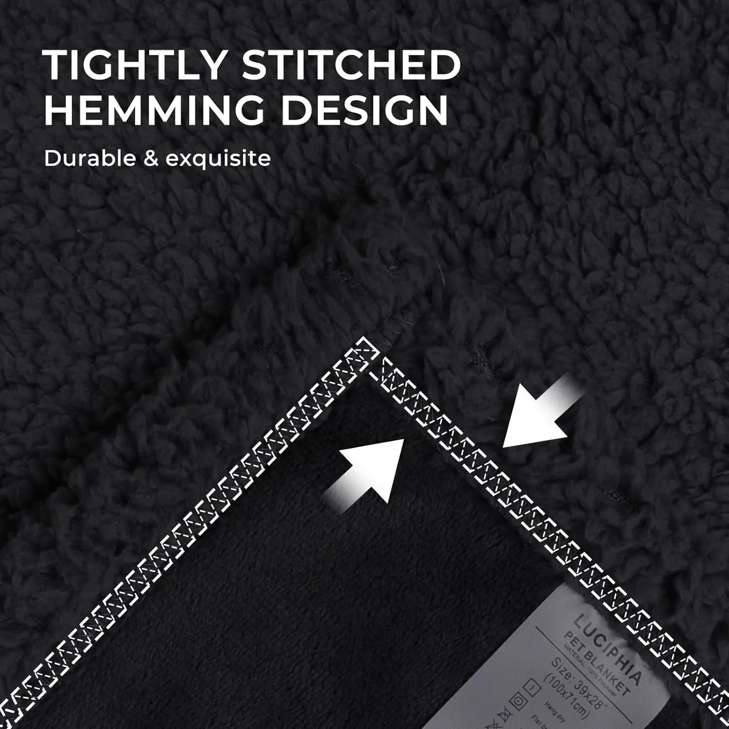 Luciphia Waterproof Blanket for Large Dogs Liquid Proof Furniture Protector Washable Pet Reversible Bed Cover for Couch Soft Sherpa Fleece Cat Blankets for Small Medium Black X-Large85" x 57"