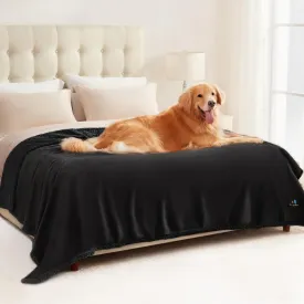 Luciphia Waterproof Blanket for Large Dogs Liquid Proof Furniture Protector Washable Pet Reversible Bed Cover for Couch Soft Sherpa Fleece Cat Blankets for Small Medium Black X-Large85" x 57"