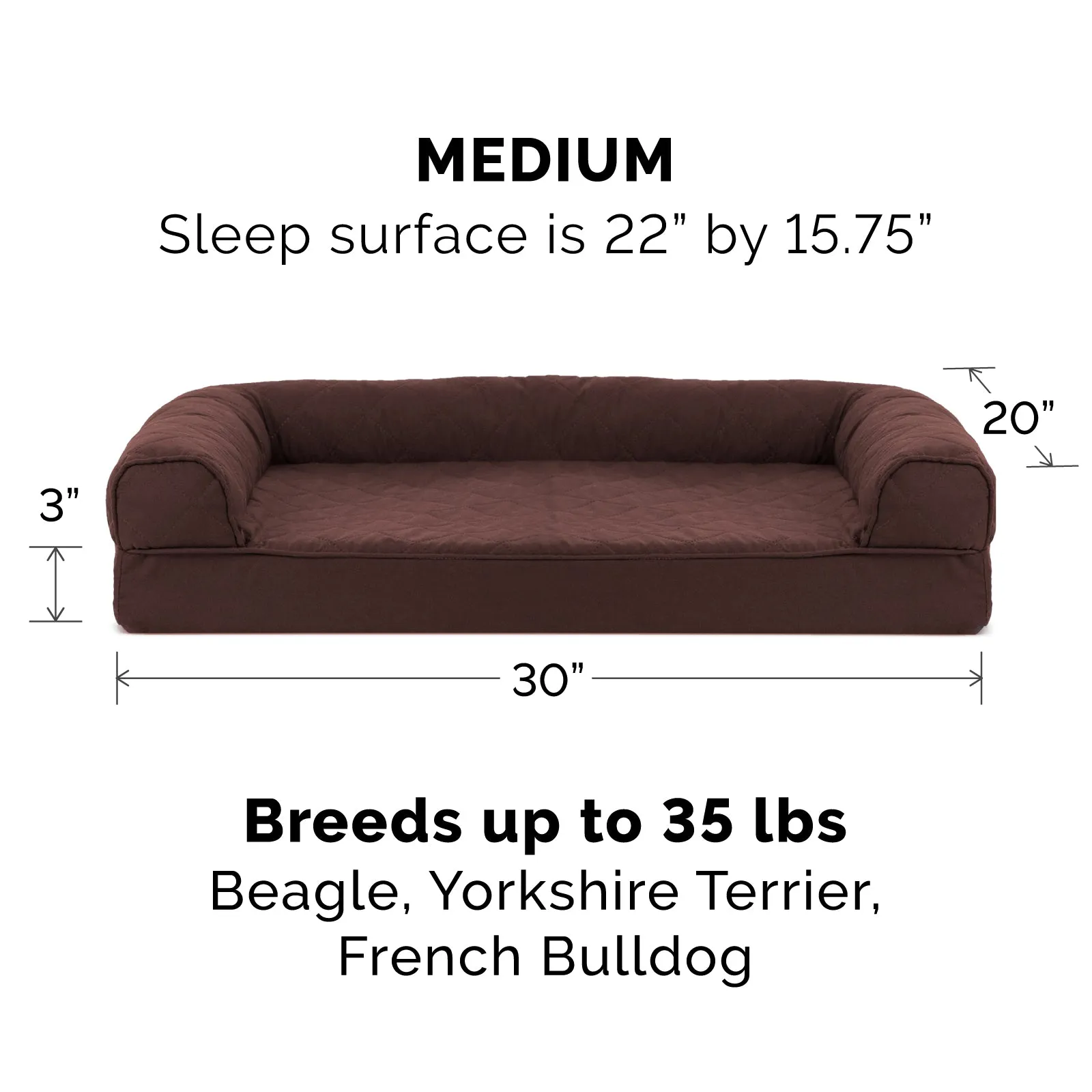 Memory Foam Quilted Sofa-Style Pet Bed