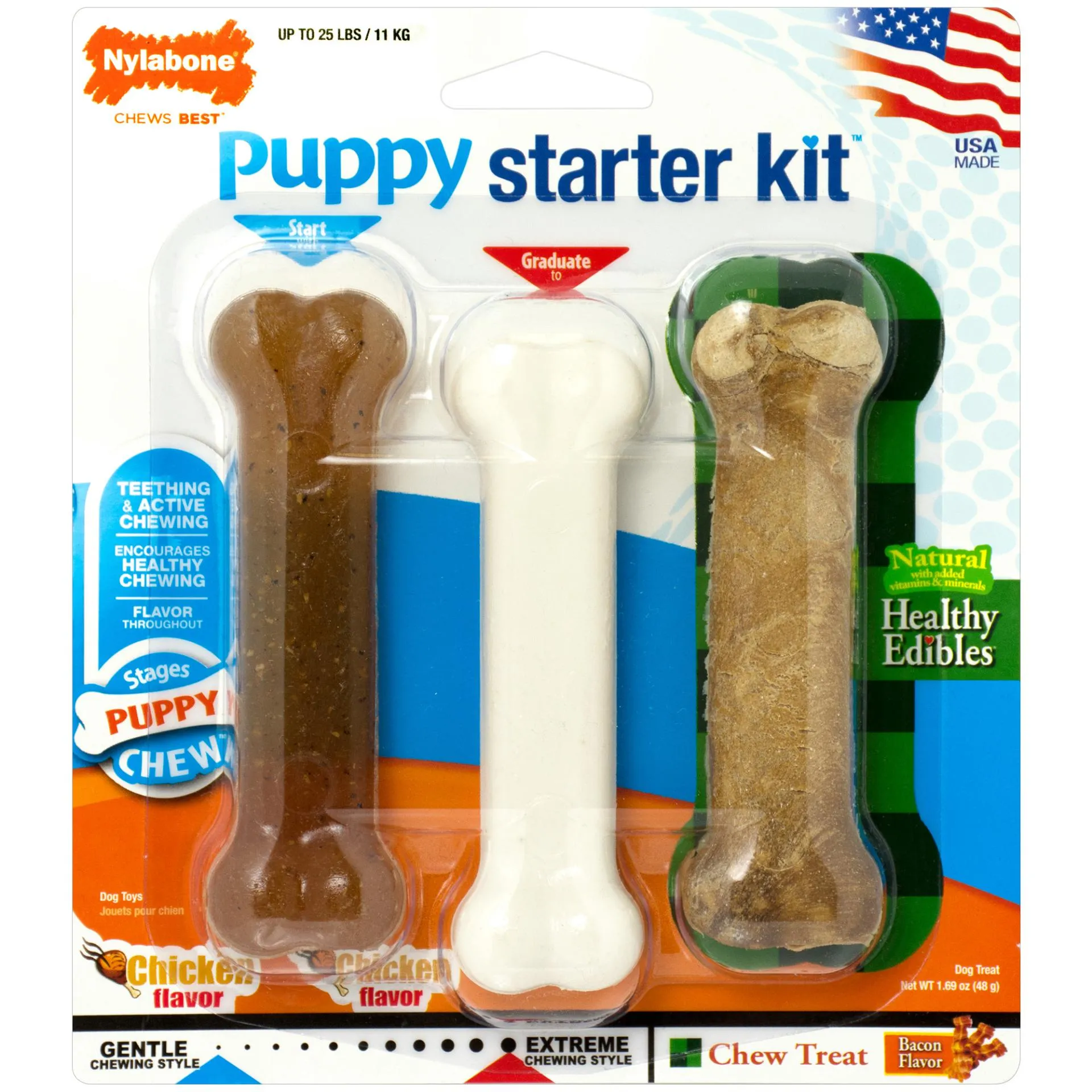 Nylabone Puppy Starter Kit - GRADUATE FROM GENTLE CHEWERS TO EXTREME CHEWERS
