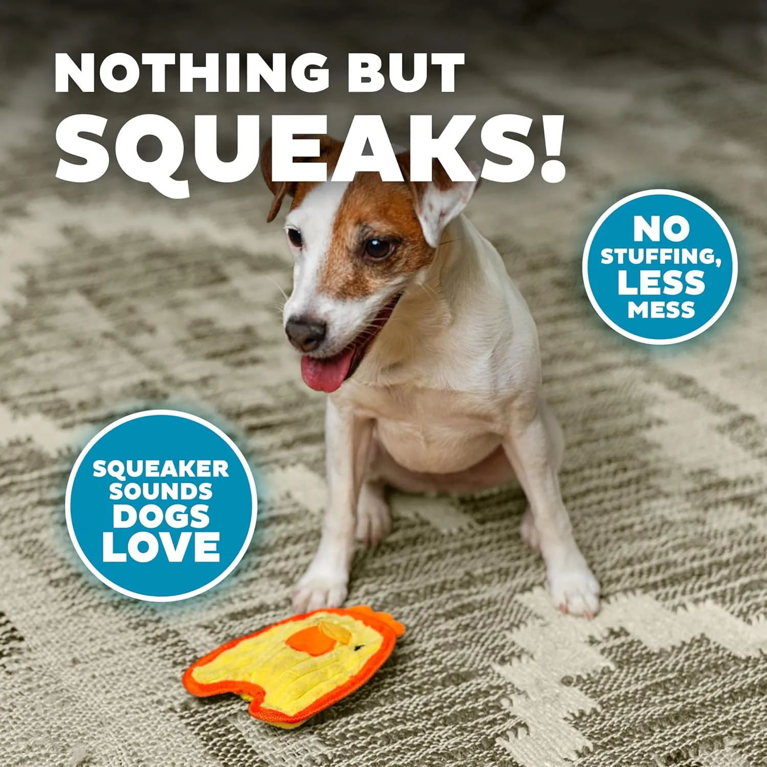 Outward Hound Durablez Minis Stuffing-Free Squeaky Interactive Dog Toy, Tough Plush, Chicken, Yellow, XS