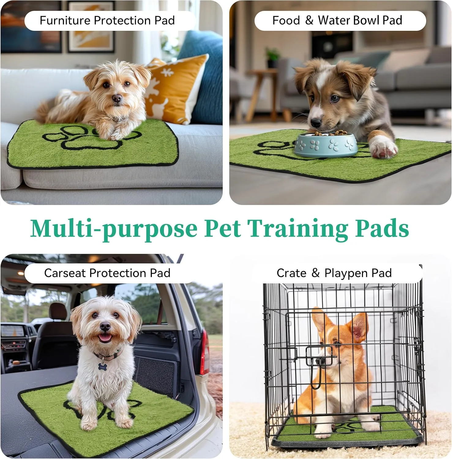 PatiencET Washable Pee Pads for Dogs, 18"x 24" Super Absorbent Reusable Puppy Pads for Pet Training, Housebreaking and Incontinence, 2 Pack Puppy Potty Pads with Leakproof Non-Slip Bottom