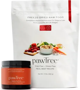 pawTree Bundle for Dogs & Cats  Freeze-Dried Raw Food (1.5 lbs, Beef) & Gastro Pro Plus (60 ct)  Complete Nutrition & Digestive Support