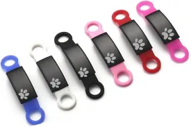 Personalized Slide-On Pet ID Tags,Custom Stainless Steel Paw Dog Tags Engraved No Noise Animal Identification Tag Collar Dog ID Tag with Free Engraving,4 Colors,2 Sizes