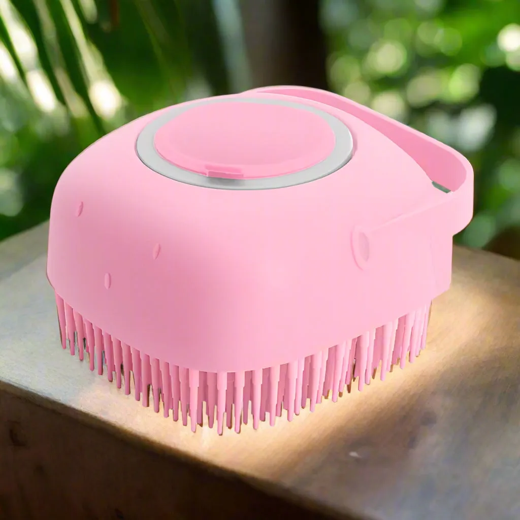 Pet Grooming Brush with Soft Silicone Bristles for Gentle Cleaning & Massaging - Yellow, Pink, Blue