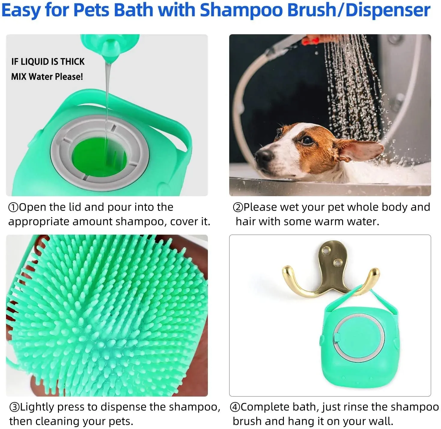 Pet Grooming Brush with Soft Silicone Bristles for Gentle Cleaning & Massaging - Yellow, Pink, Blue