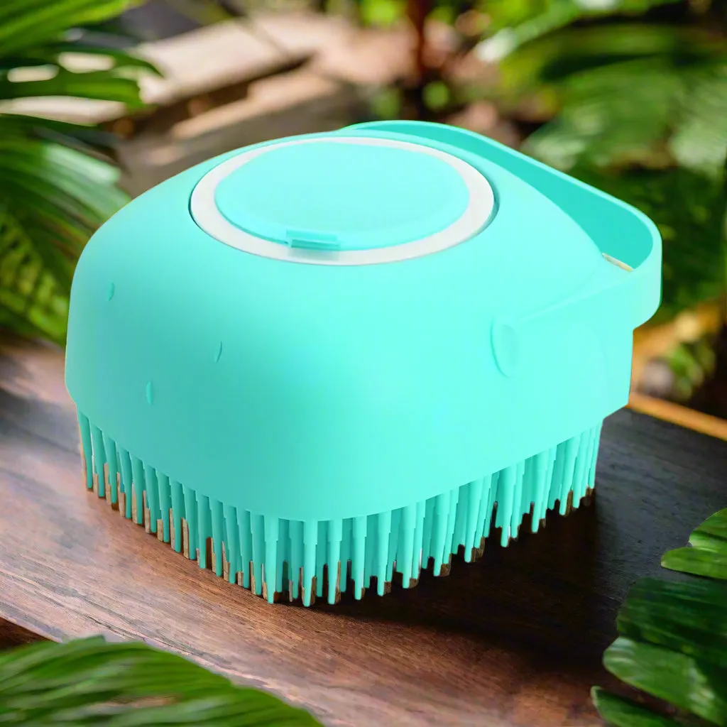 Pet Grooming Brush with Soft Silicone Bristles for Gentle Cleaning & Massaging - Yellow, Pink, Blue