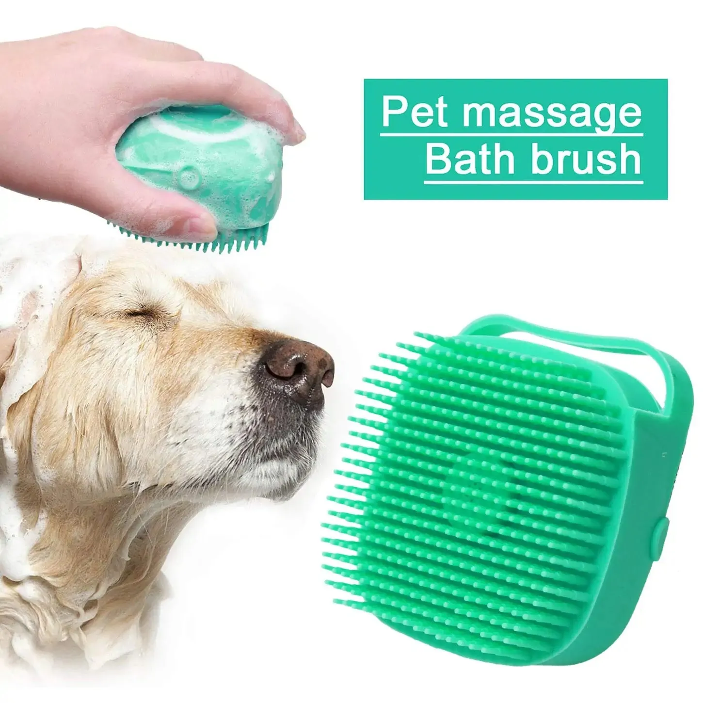 Pet Grooming Brush with Soft Silicone Bristles for Gentle Cleaning & Massaging - Yellow, Pink, Blue