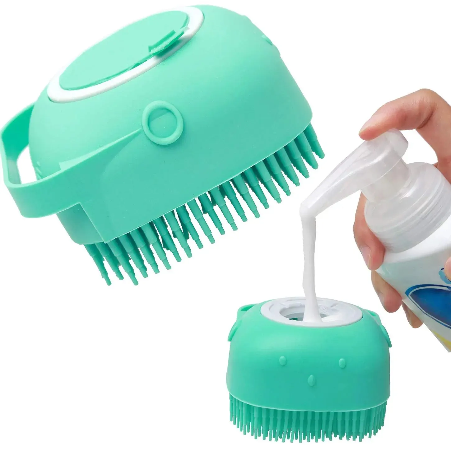 Pet Grooming Brush with Soft Silicone Bristles for Gentle Cleaning & Massaging - Yellow, Pink, Blue