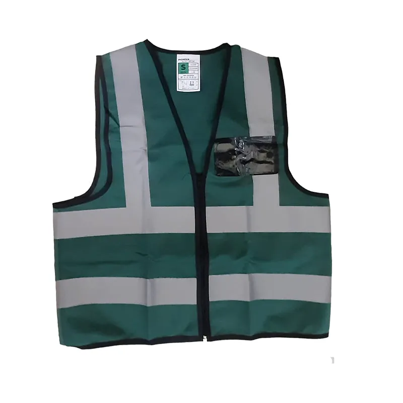 PIONEER SAFETY Vests Reflective Zip Id Pocket Dark Green