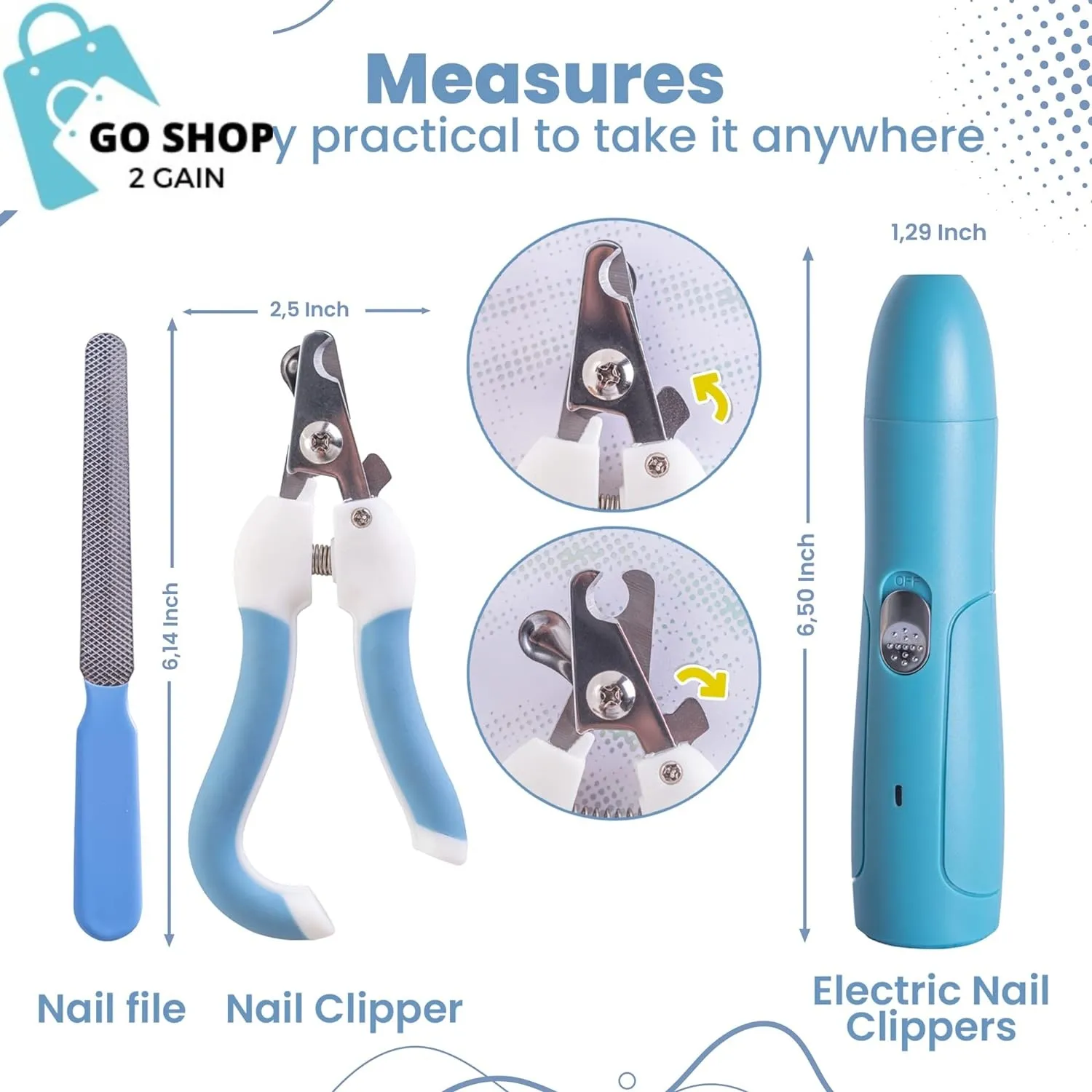 Professional Pet Dog Nail Grinder with High Speed 3 Ports 2 Sleeve Fits Different Pets