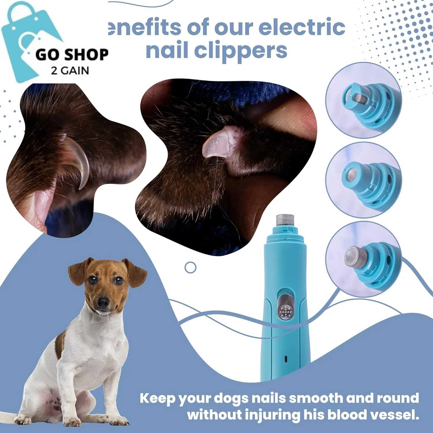 Professional Pet Dog Nail Grinder with High Speed 3 Ports 2 Sleeve Fits Different Pets
