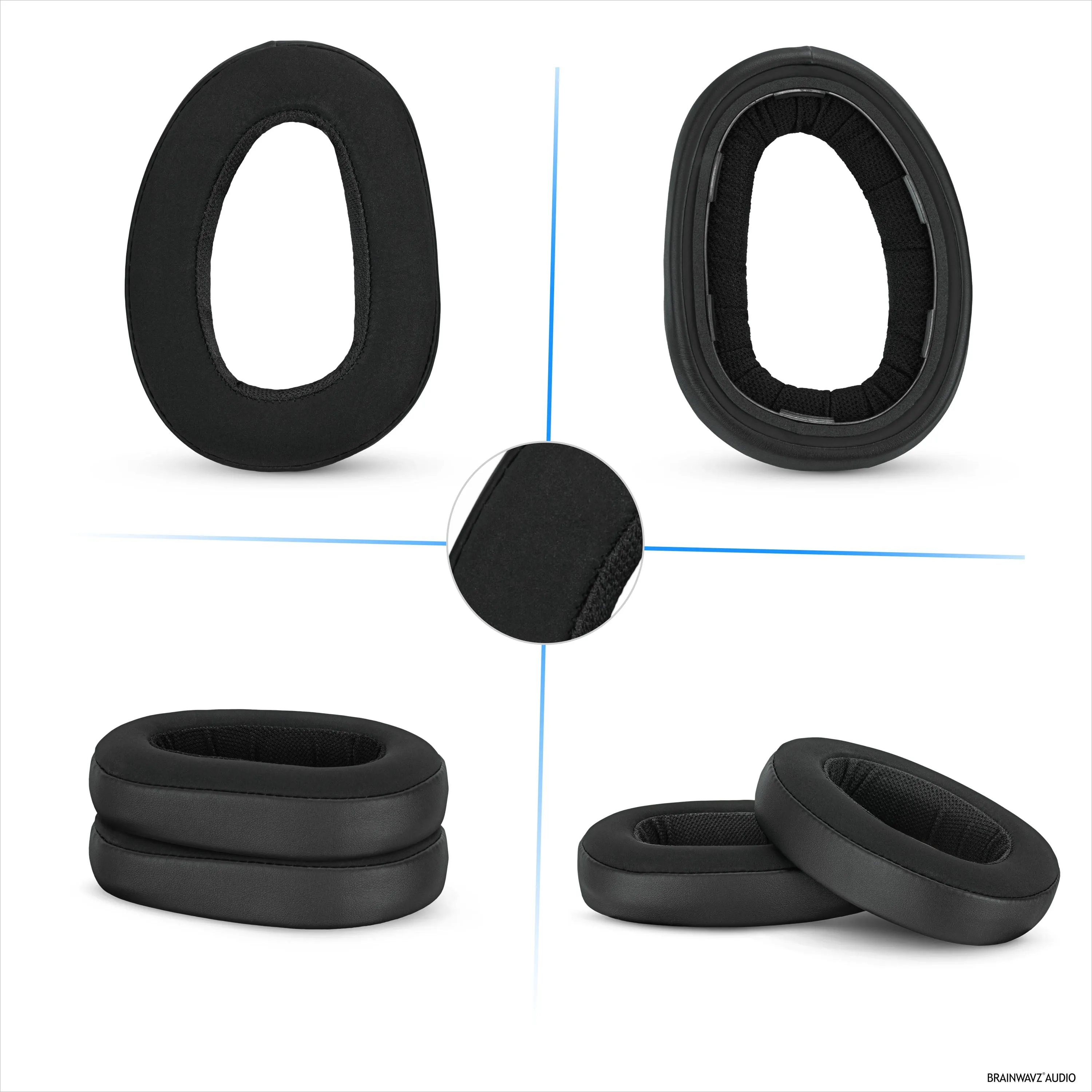 Replacement Earpads for for Sennheiser GSP500, GSP550, GSP600 & GSP670 Headphones - PU Leather & Memory Foam