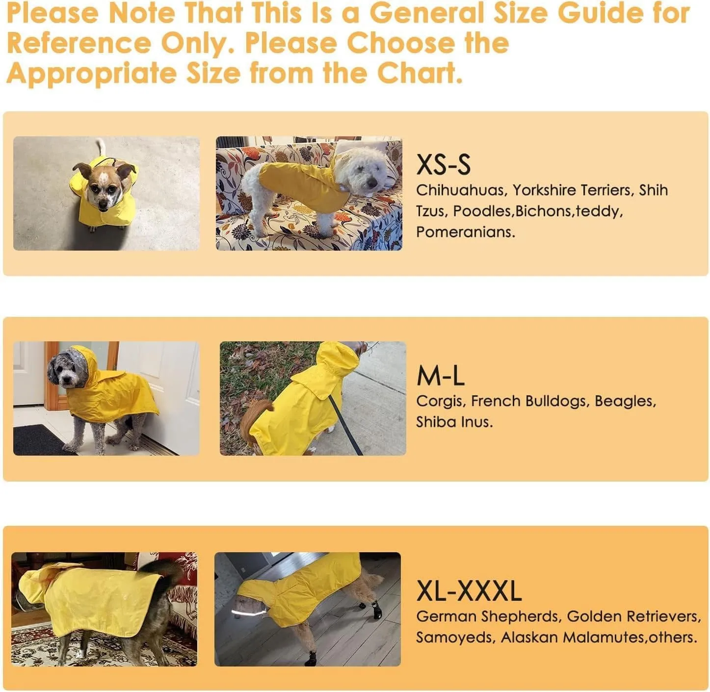 S Orange Reflective Adjustable Pet Raincoat with Hood - Waterproof Dog Jacket, Adjustable Dog Poncho for Outdoor Protection