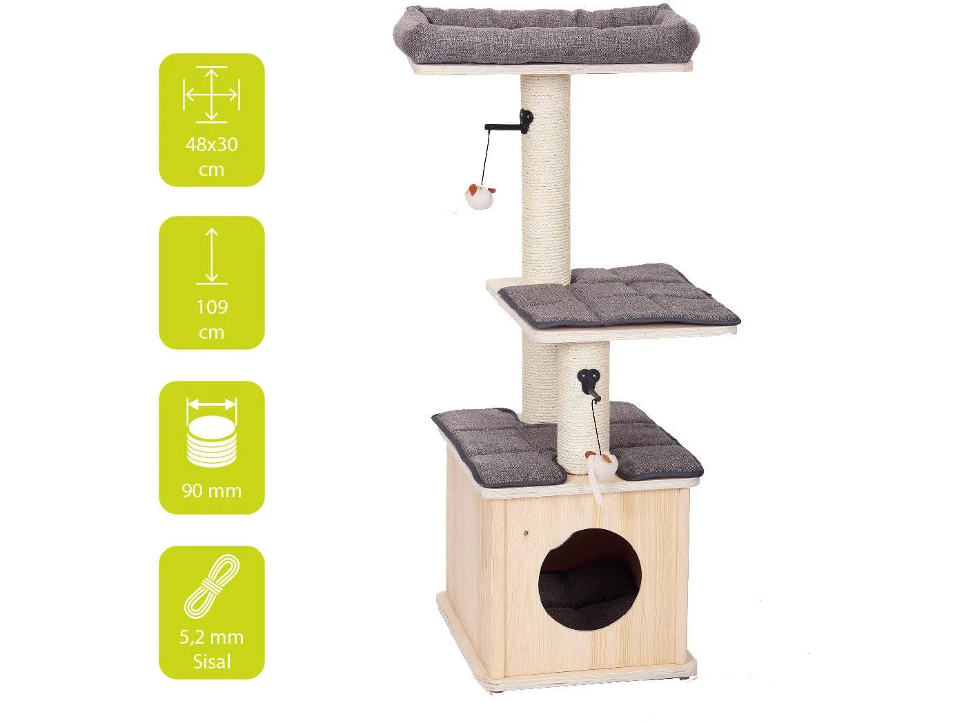 Scratching Tree Comfort Oslo 48X38X109Cm Grey