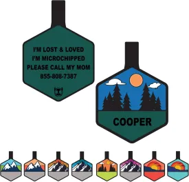 Silent Dog Tag Personalized with 5 Lines of Custom Deep Engraved Durable Soundless Silicone Pet ID Name Tag Hexagon Forest Night